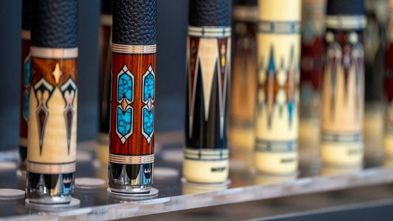 Predator pool cues on display at CueWorld, Australia's authorised Predator dealer