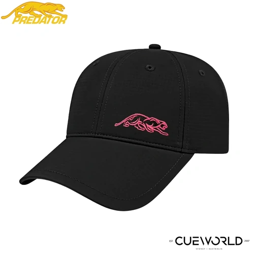 Predator Black Billiard Hat with Pink Embroidered Panther - One Size Fits All