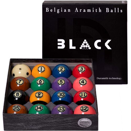 Aramith Tournament "Black" TV Ball Set for American Pool 