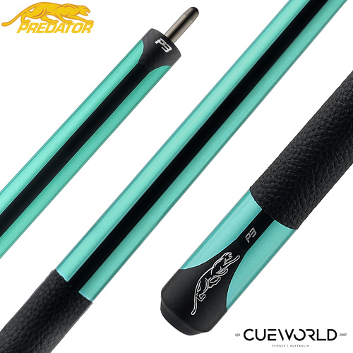 Predator P3 Pool Cue - Teal with Black Stripe - Leather Luxe Wrap