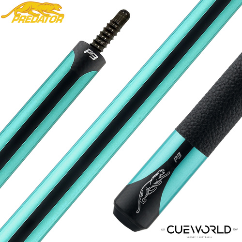 Predator P3 Pool Cue Radial Pin - Teal with Black Stripe - Leather Luxe Wrap