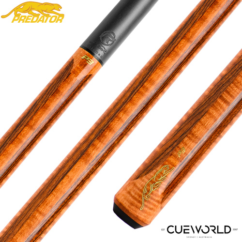 Predator P3 Aura Golden Stained Curly Maple & Bocote Pool Cue - No Wrap