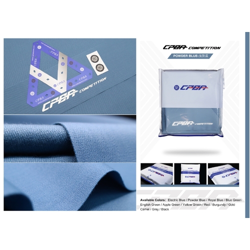 CPBA Competition Pool Table Cloth 7ft Powder Blue