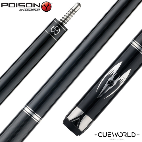 Poison Maelith Pool Cue with Carbon Fibre Shaft - Black/Black - Vinyl Wrap Finish
