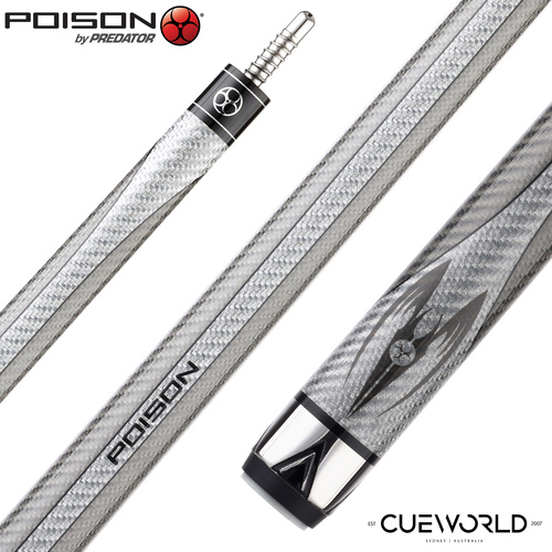 Poison Maelith Pool Cue with Carbon Fiber Shaft - Dark/Light Gray - No Wrap