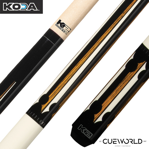 K2 KL130 Black/White and Bocote Graphic Pool Cue Uniloc with 12.50mm K2 LD Shaft
