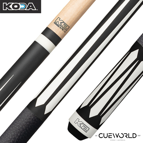 K2 KL191 6 Point Black and White Graphic Pool Cue Uniloc with 11.75mm LD Shaft