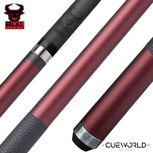 Bull Carbon Burgundy Stained Pool Cue with Bull Carbon Shaft 12.65mm - LD13