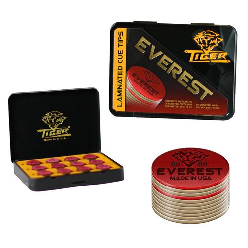 TIGER EVEREST LAMINATED CUE TIPS 14MM 