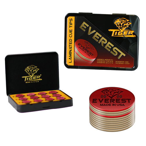 TIGER EVEREST LAMINATED CUE TIPS 14MM