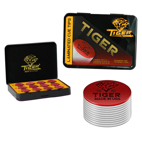 TIGER LAMINATED CUE TIPS 14MM  SOLD INDIVIDUALLY